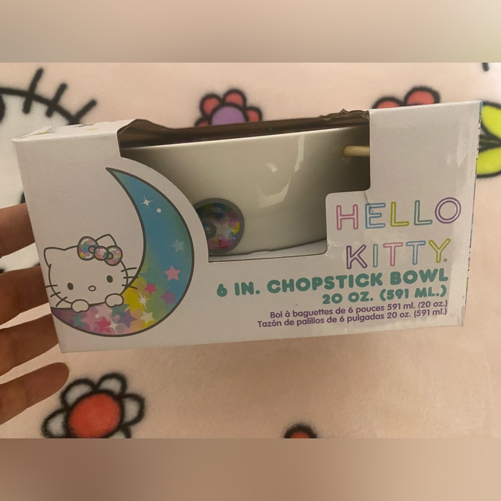 Sanrio Hello Kitty Chopstick Bowl - White and Blue - Picture 8 of 10